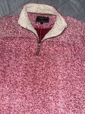 True Grit Pink/Burgundy Chenille Quarter-Zip Pullover Size L
